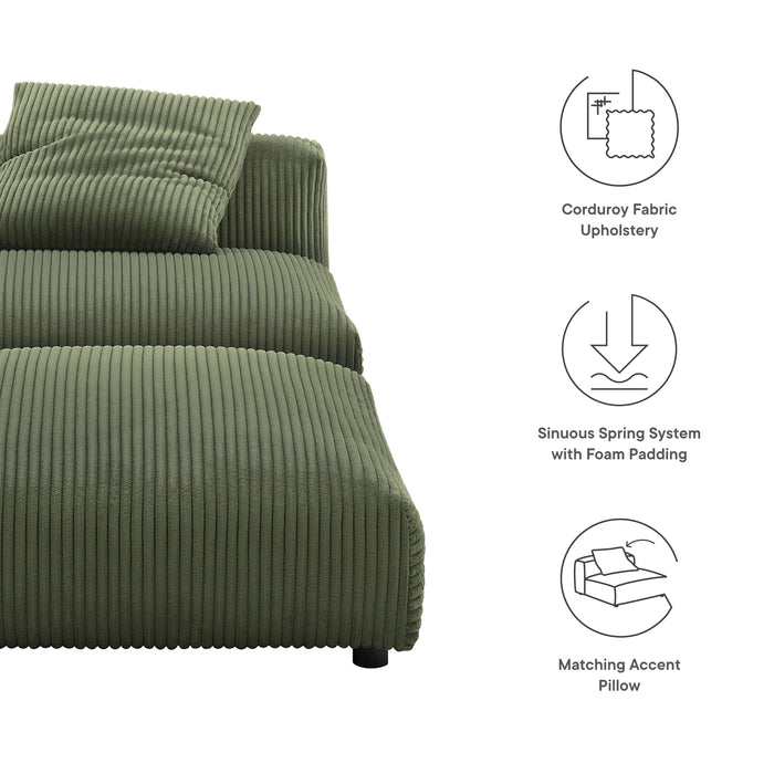 Solace  Modular Corduroy Upholstered Armless Chair and Ottoman Set