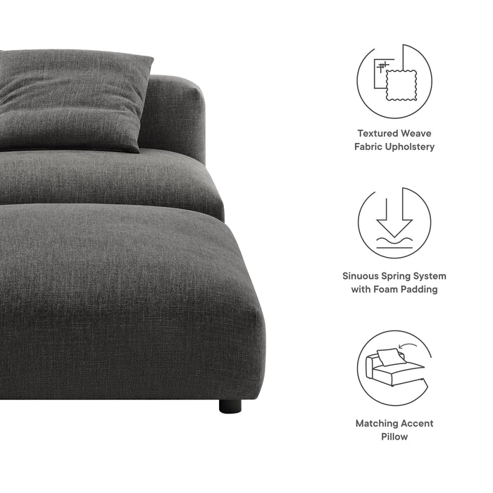 Solace  Modular Upholstered Fabric Armless Chair and Ottoman Set