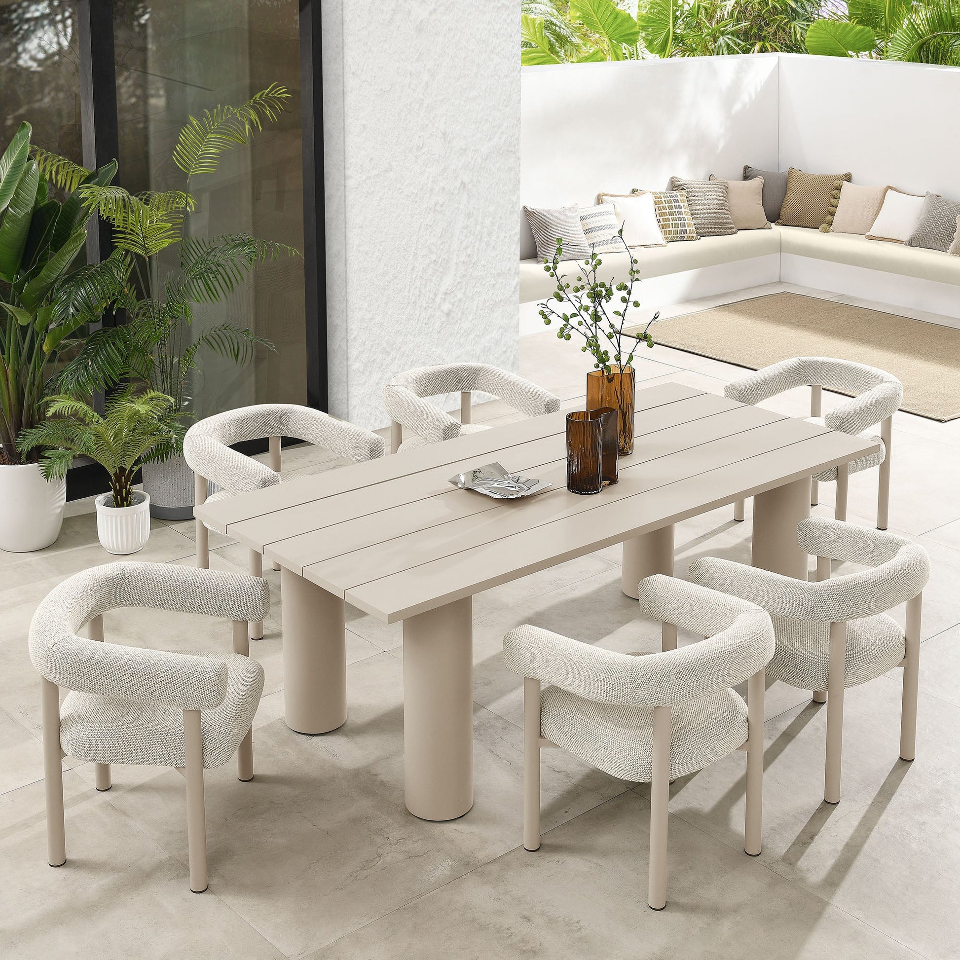 Nautica 7-Piece Rectangular Outdoor Patio Aluminum Dining Table and Chairs Set