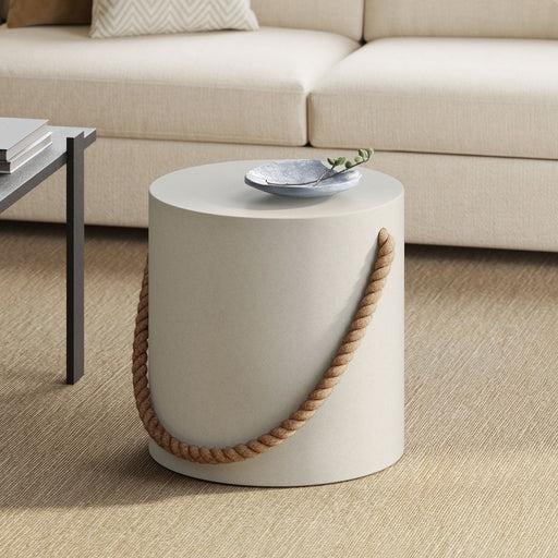 Isera Indoor - Outdoor Patio Rope Concrete Side Table Stool