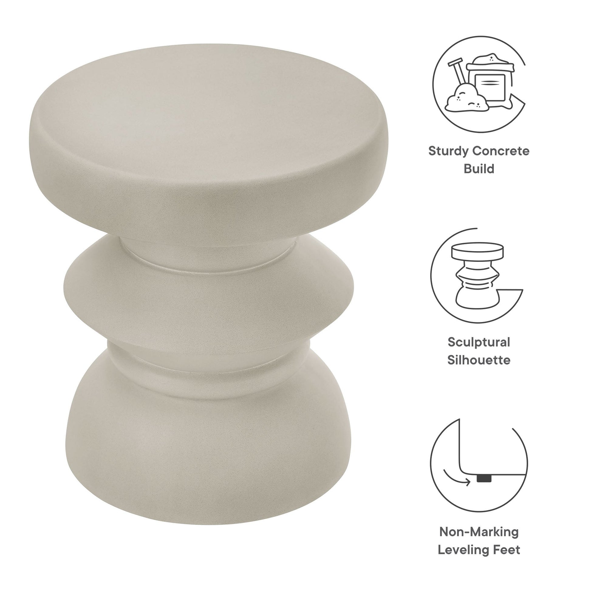 Terza Indoor - Outdoor Patio Concrete Side Table