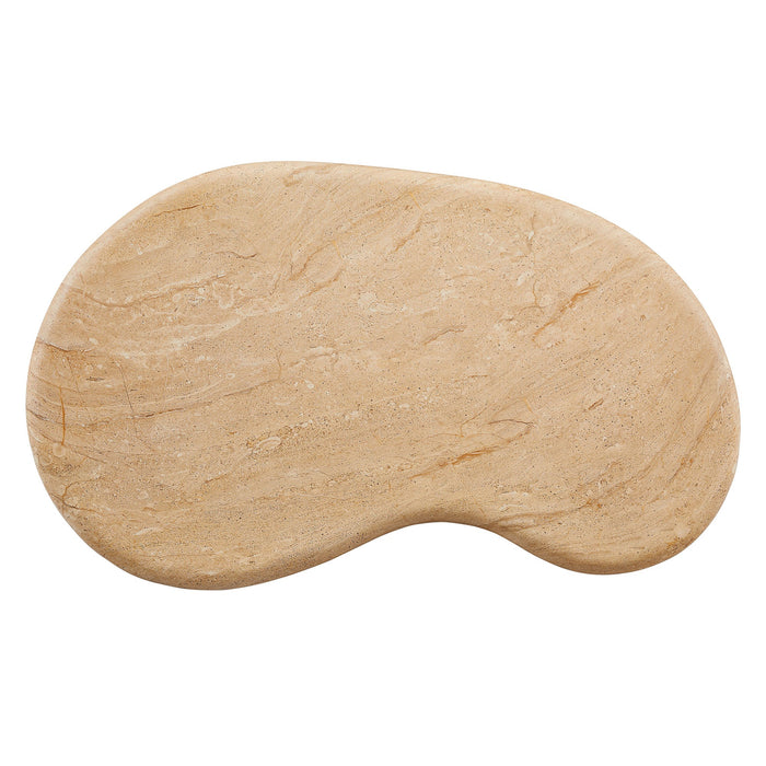 Elowen Indoor - Outdoor Patio Textured Faux Travertine Coffee Table