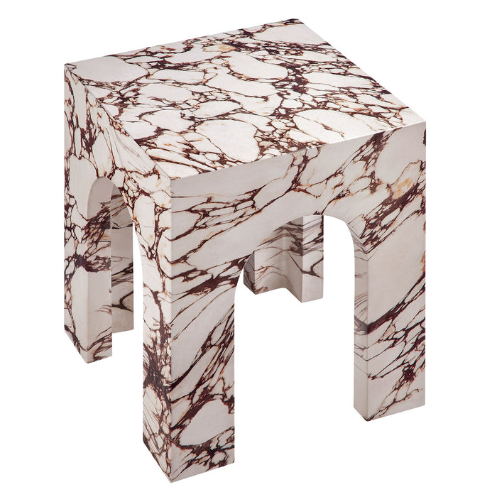 Valen Square Indoor - Outdoor Patio Arched Concrete Side Table