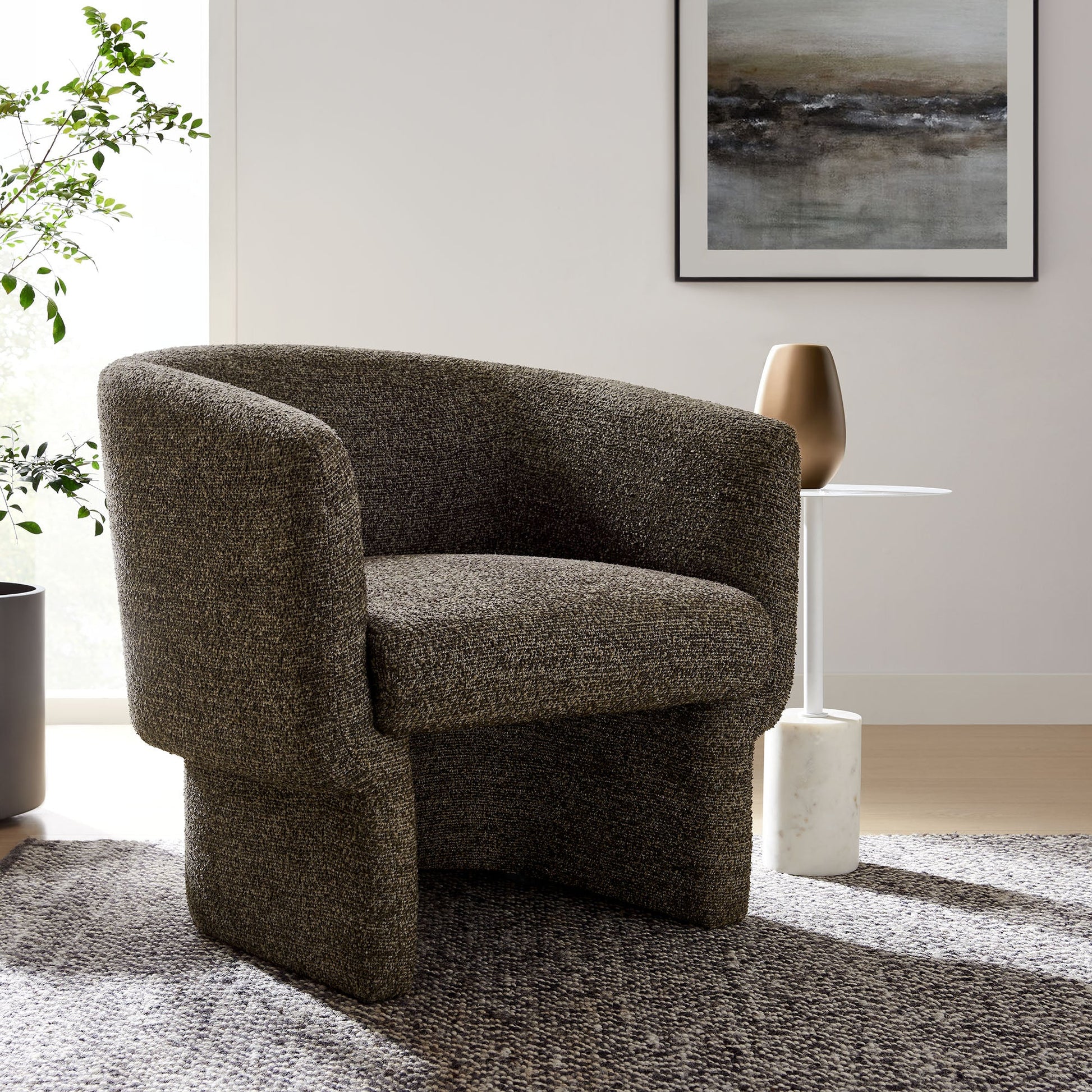 Muse Boucle Fabric Barrel Accent Chair