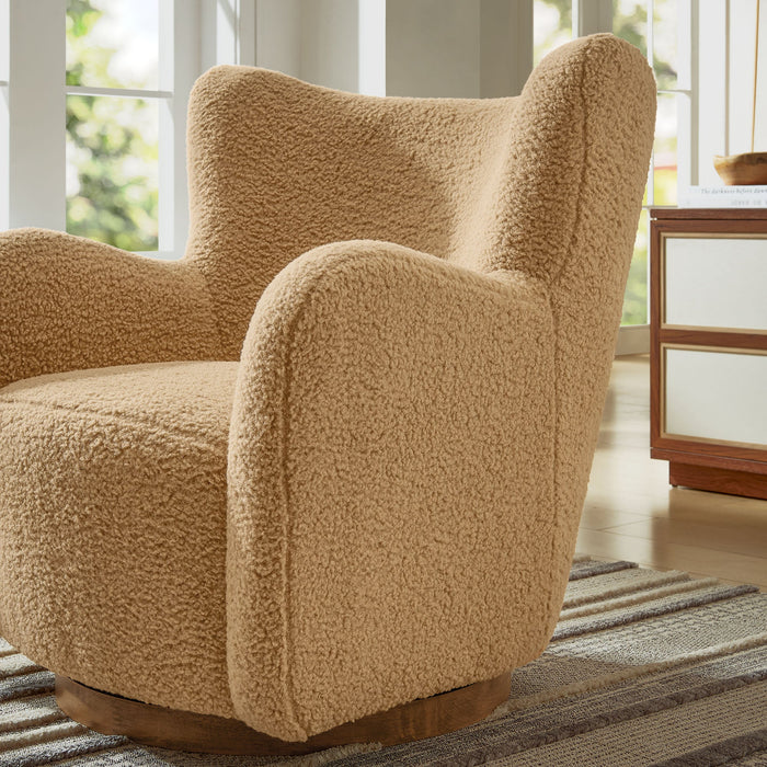 Montrose Wingback Sherpa Swivel Accent Chair