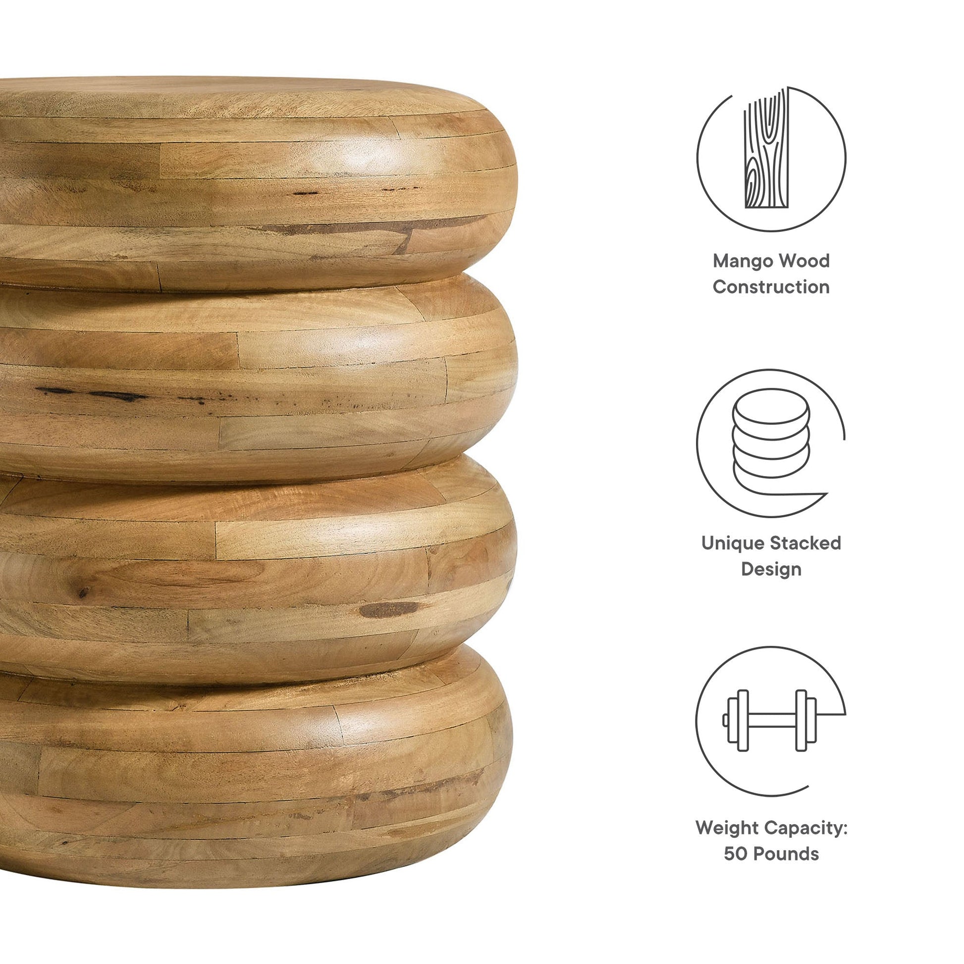 Ellery Round Stacked Wood Side Table