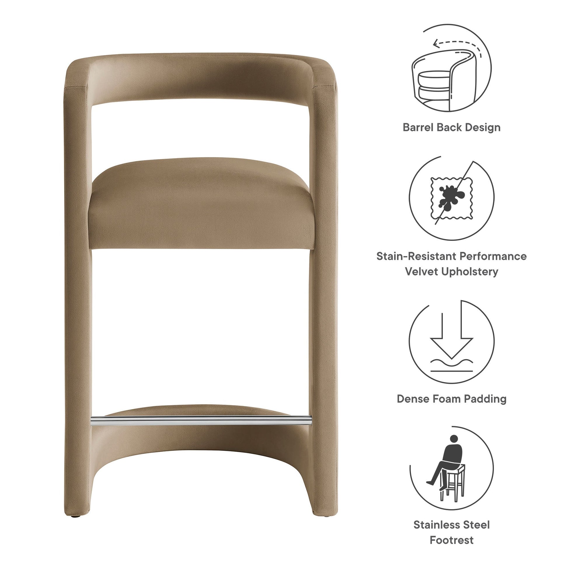 Winslow Performance Velvet Counter Stool