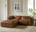 Auren 3-Piece Upholstered Vegan Leather Modular Loveseat with Ottoman