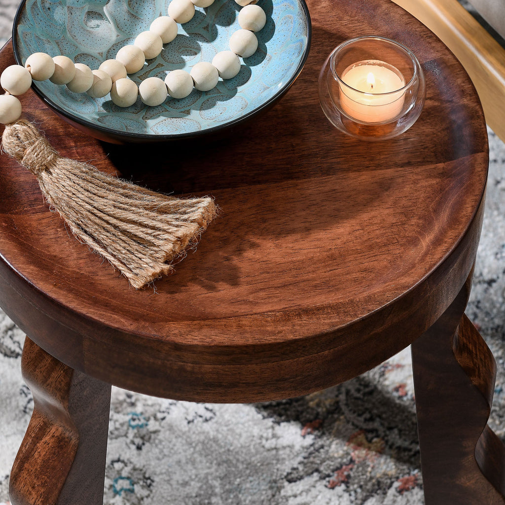 Sorrel Carved Wood Stool