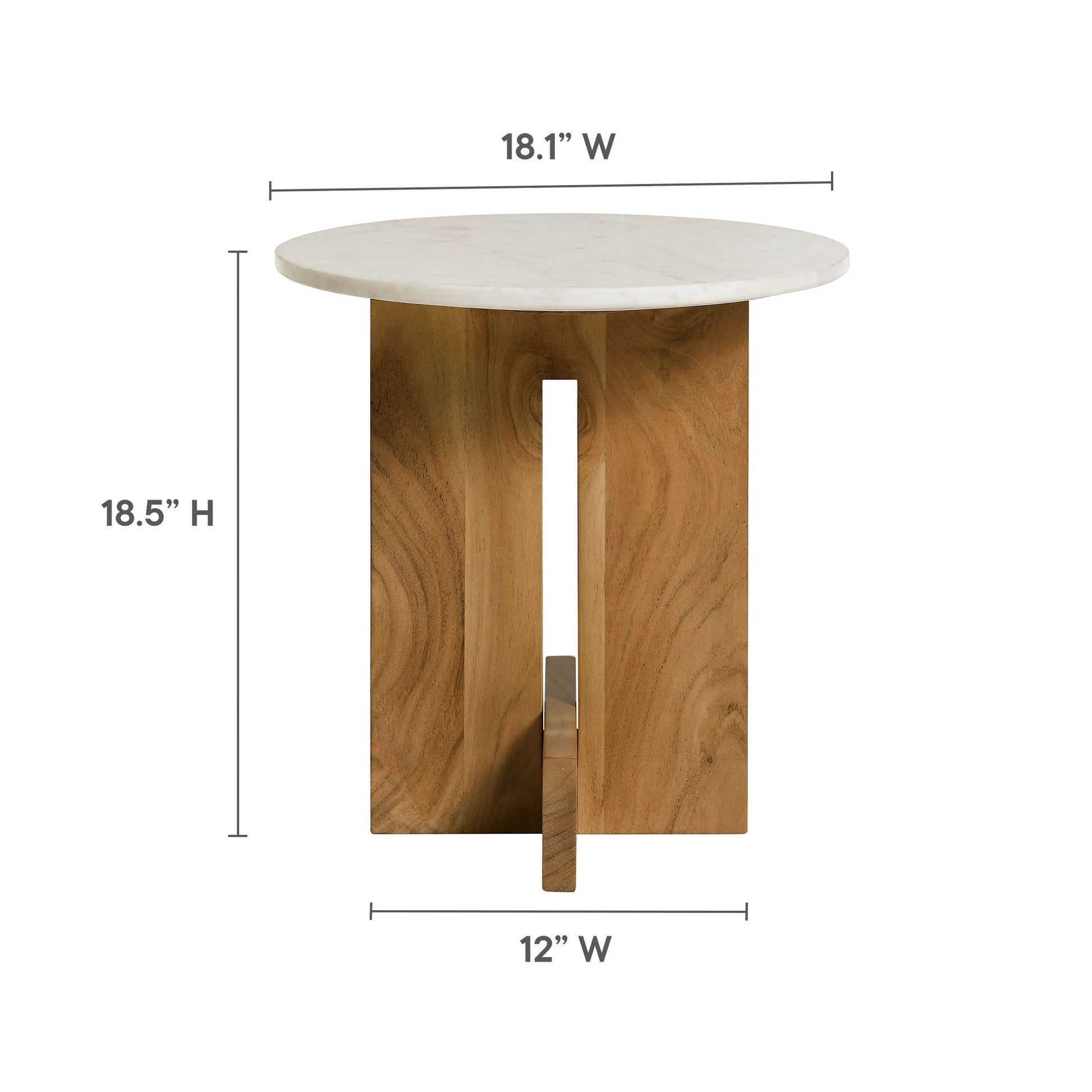 Tarin Acacia Wood and Marble Side Table