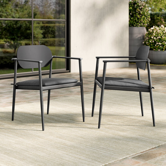 Aeris Stackable Outdoor Patio Aluminum Dining Armchair Set of 2