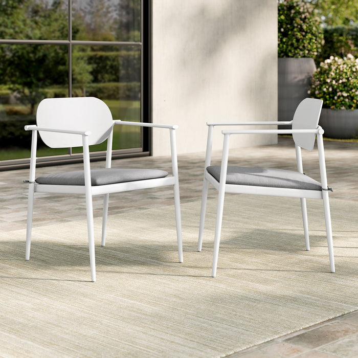 Aeris Stackable Outdoor Patio Aluminum Dining Armchair Set of 2