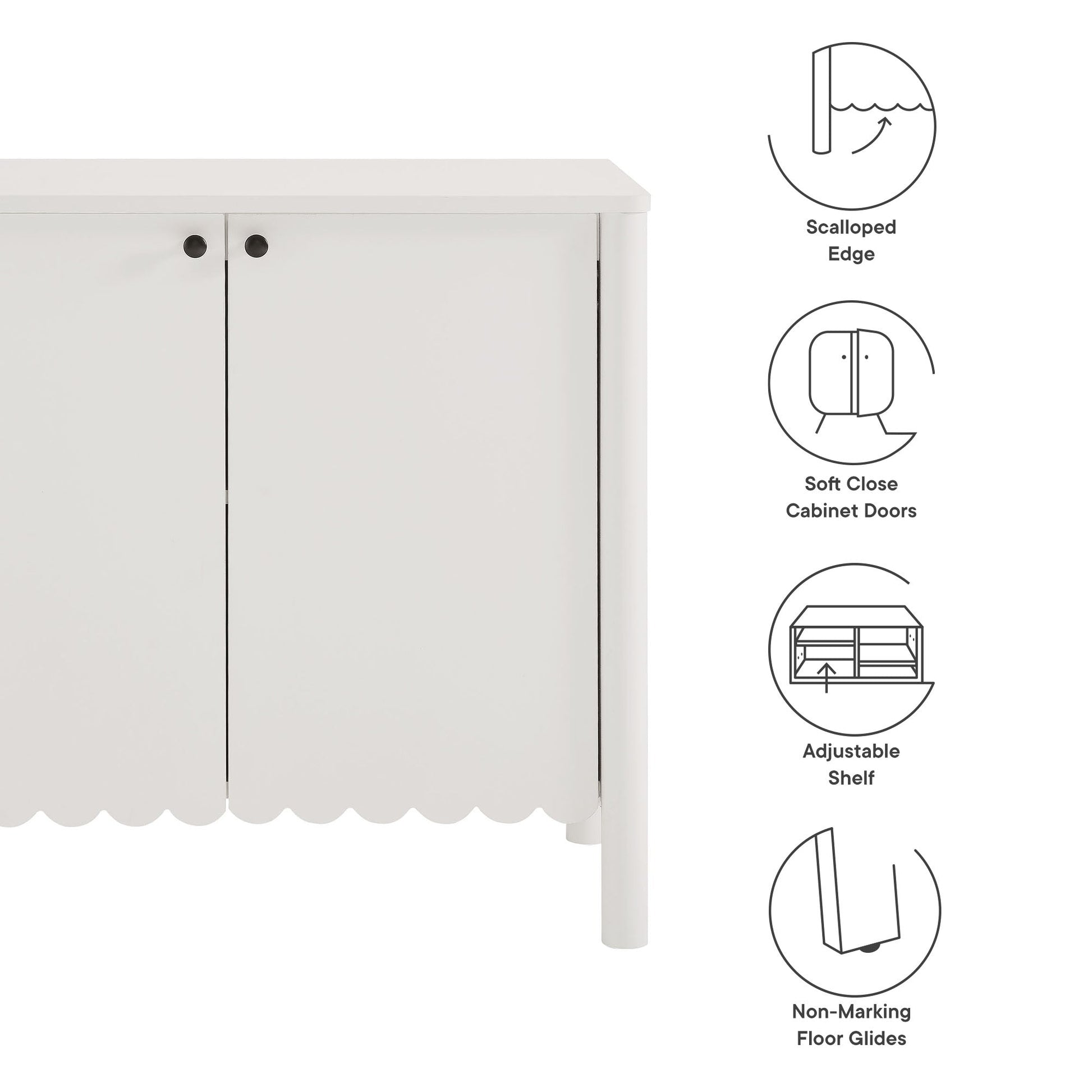 Emmeline 35" 2-Door Scalloped Sideboard Cabinet
