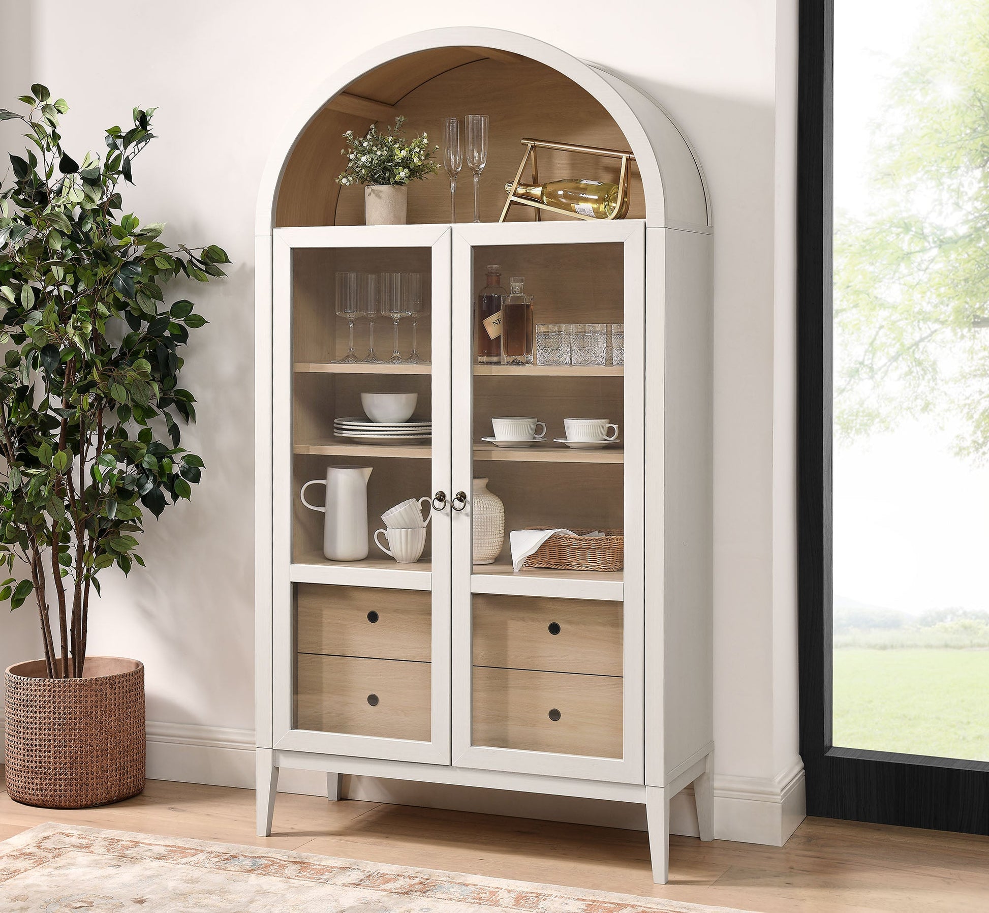 Nolan 74" Tall Arched Storage Display Cabinet
