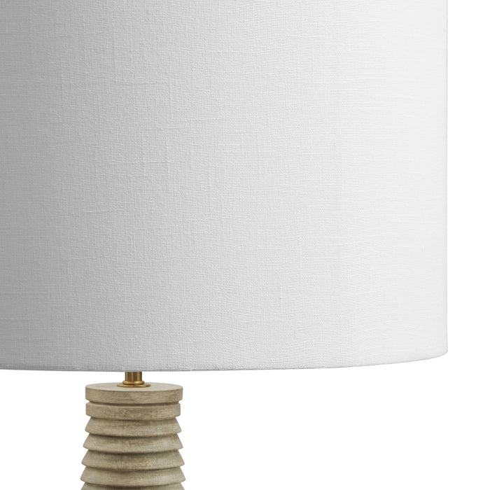 Saylor Carved Ribbed Wood Floor Lamp With Drum Shade