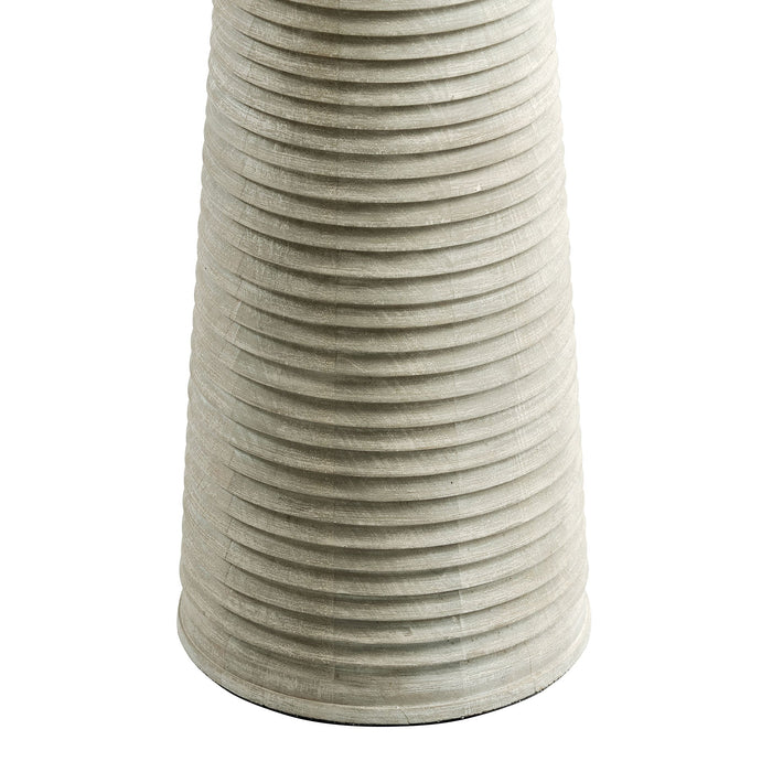 Saylor Carved Ribbed Wood Floor Lamp With Drum Shade