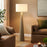 Saylor Carved Ribbed Wood Floor Lamp With Drum Shade