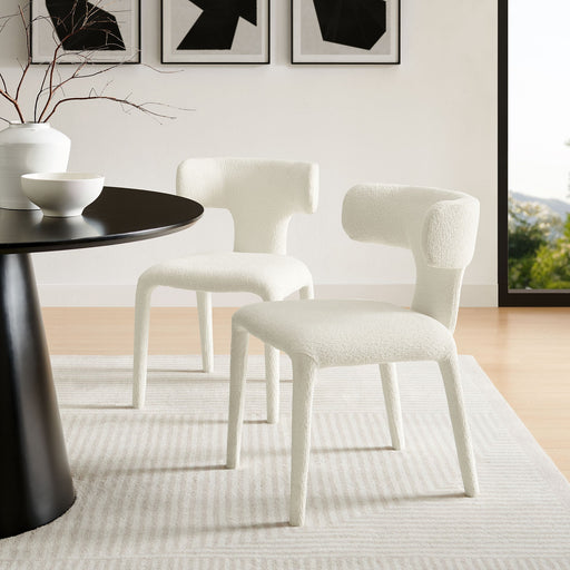 Stellan Curved Back Boucle Upholstered Dining Chair Set of Two