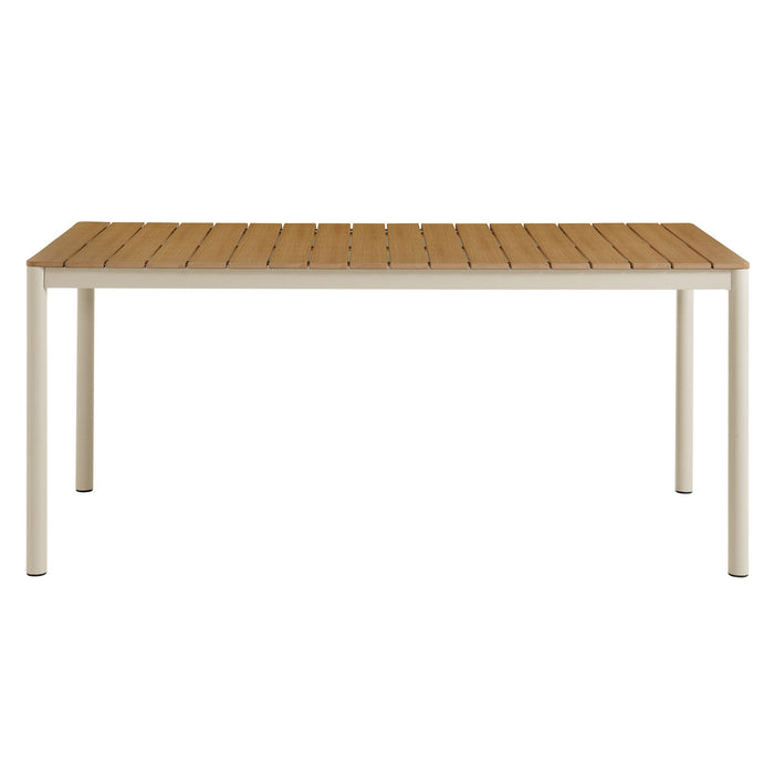 Finn 71" Outdoor Patio Aluminum Dining Table with Faux Wood Top