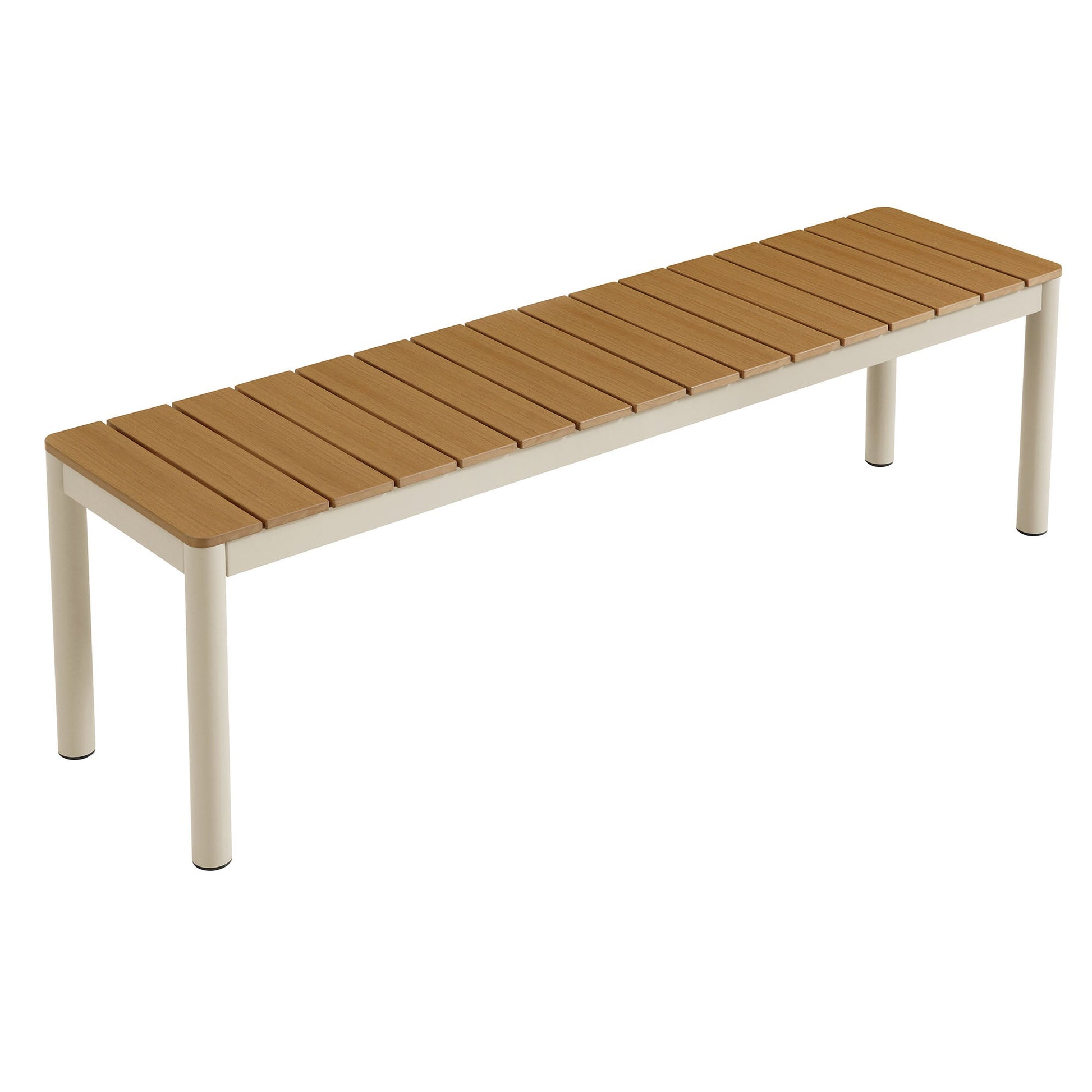 Finn Outdoor Patio Aluminum Bench with Faux Wood Top
