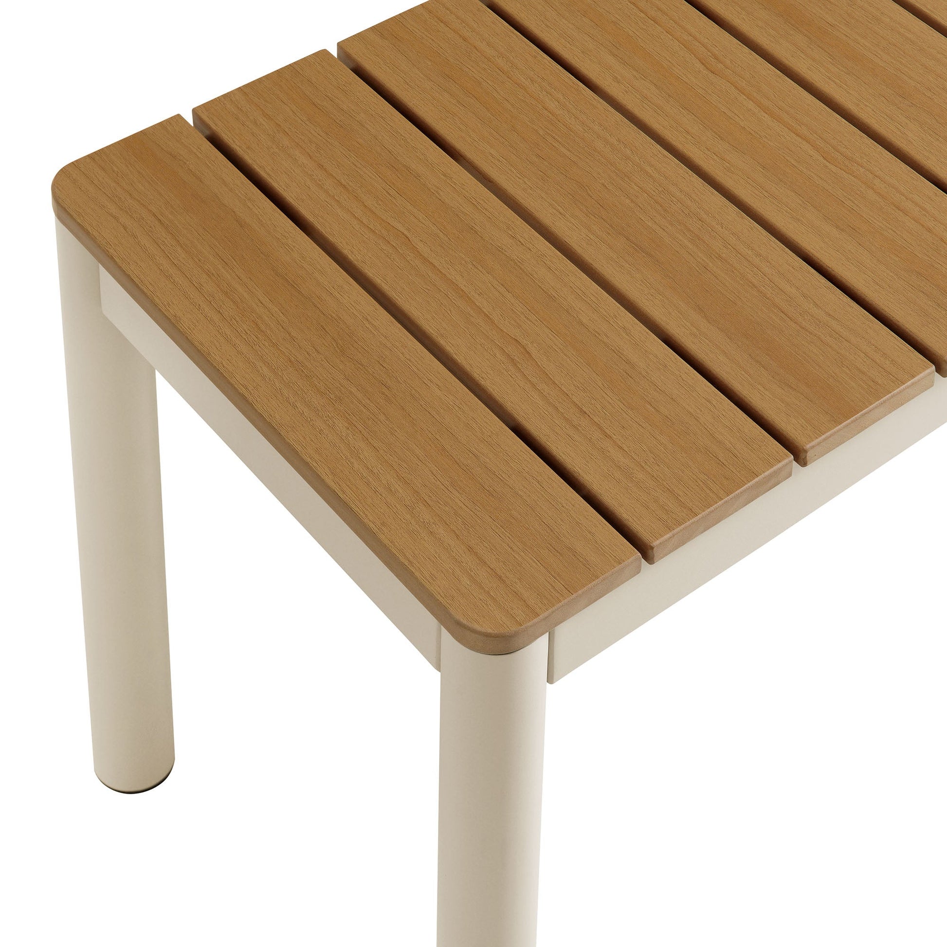 Finn Outdoor Patio Aluminum Bench with Faux Wood Top