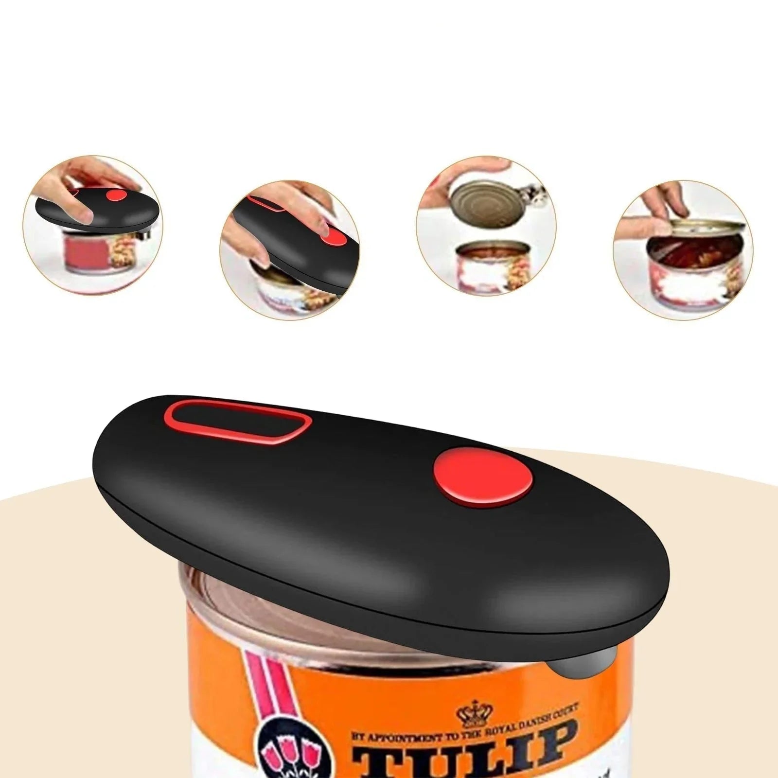 Automatic can opener, one-button operation