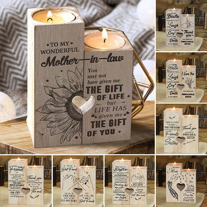 Wooden Friendship Candle Holder Gift Decor