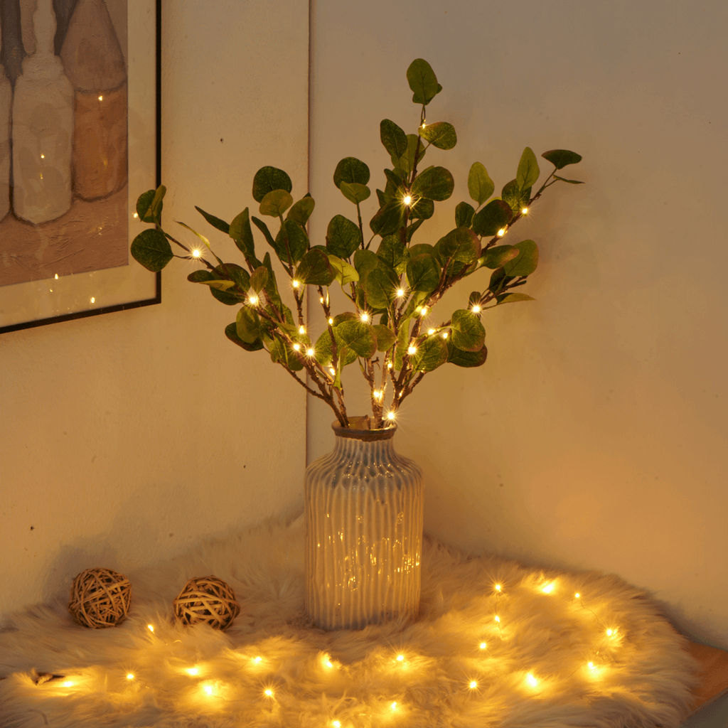 Branche d'olivier décorative à LED, blanc chaud
