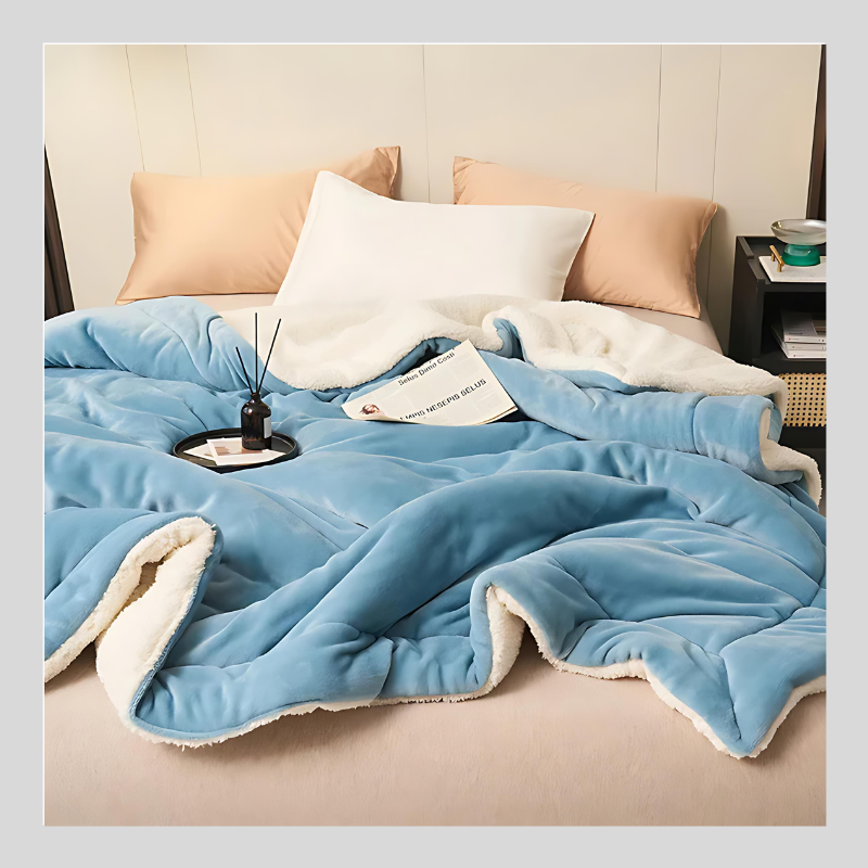 Thick Double Layered Lamb Plush Blanket Cozy