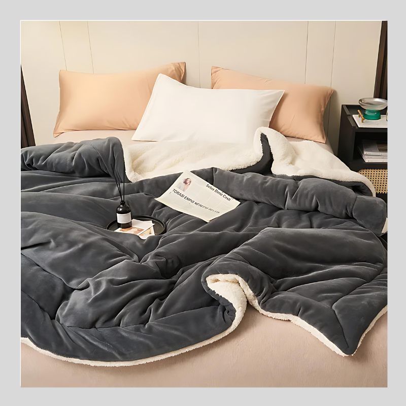 Thick Double Layered Lamb Plush Blanket Cozy