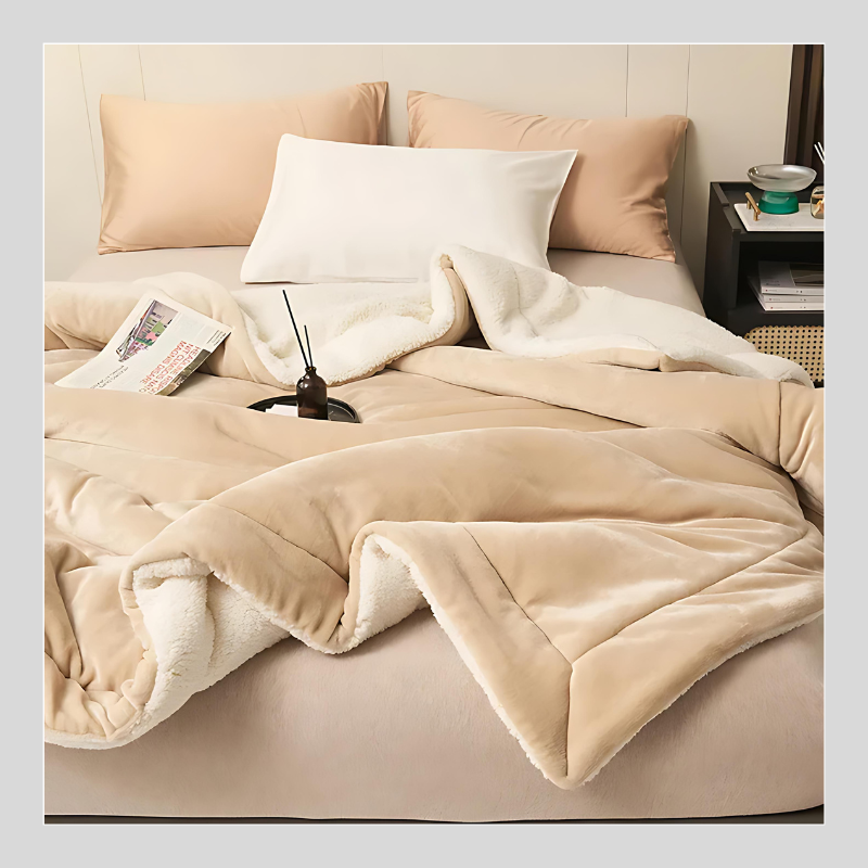 Thick Double Layered Lamb Plush Blanket Cozy