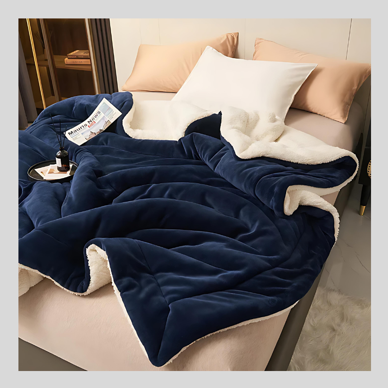 Thick Double Layered Lamb Plush Blanket Cozy