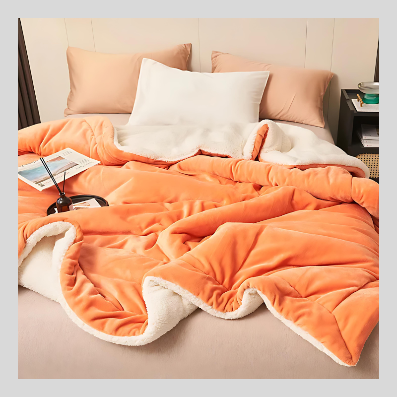Thick Double Layered Lamb Plush Blanket Cozy