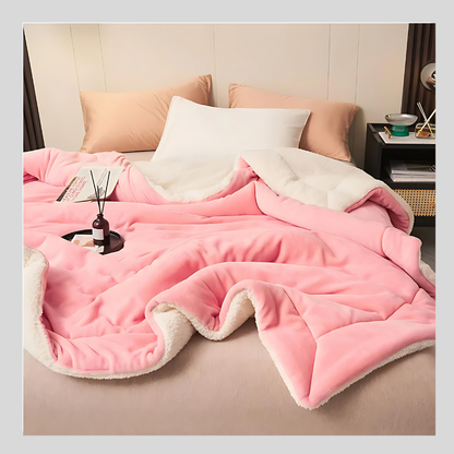 Thick Double Layered Lamb Plush Blanket Cozy