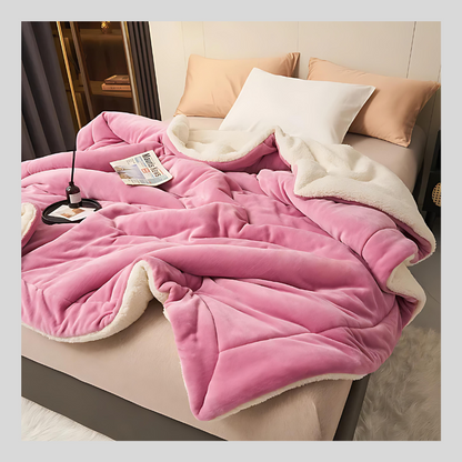 Thick Double Layered Lamb Plush Blanket Cozy