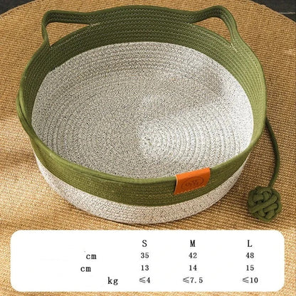 Handwoven Rope Cat Bed, Natural Texture