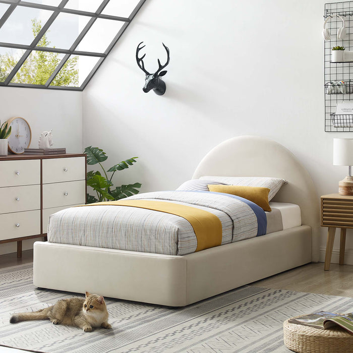 Resort Performance Velvet Arched Round Platform Bed