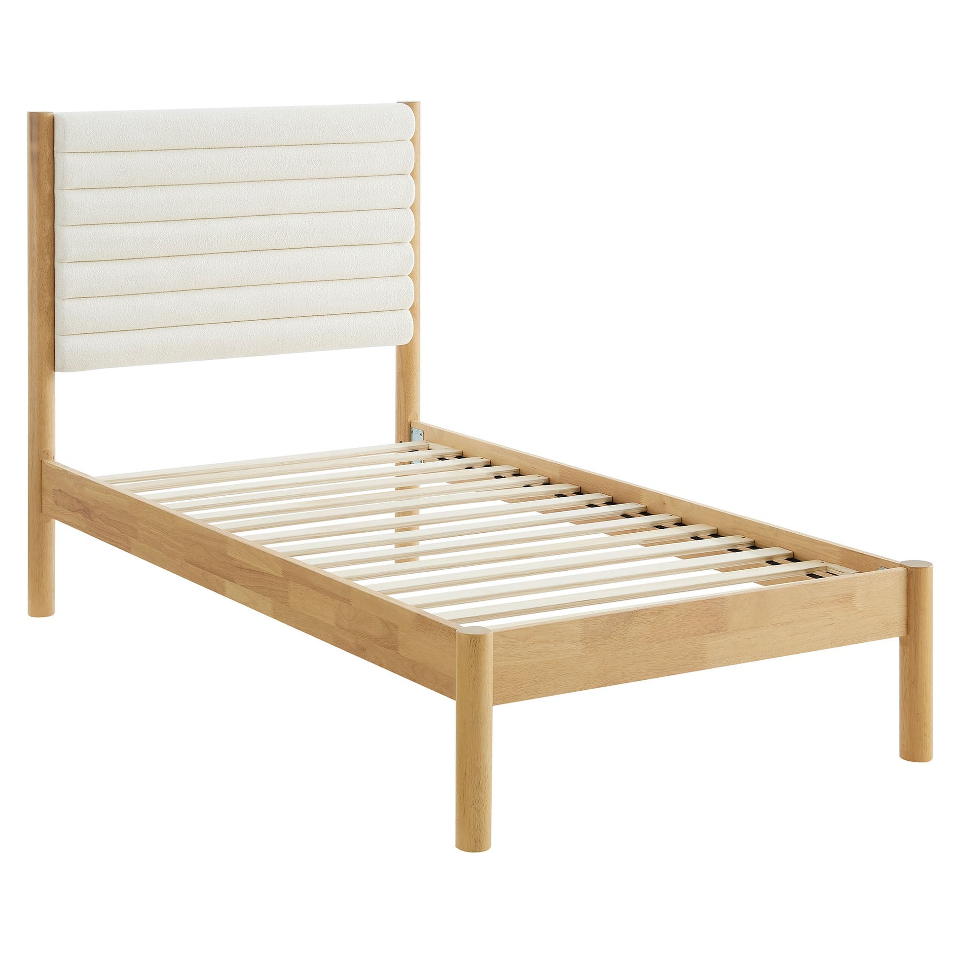 Olea Channel Tufted Boucle Solid Wood Platform Bed