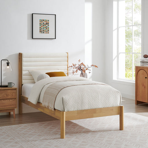 Olea Channel Tufted Boucle Solid Wood Platform Bed