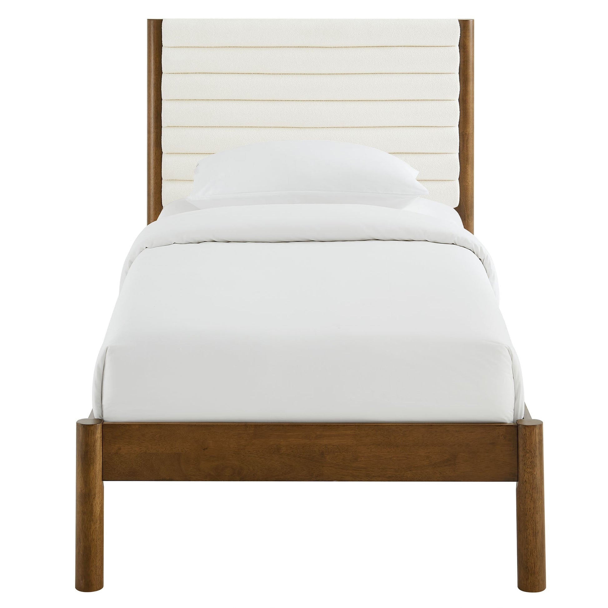 Olea Channel Tufted Boucle Solid Wood Platform Bed
