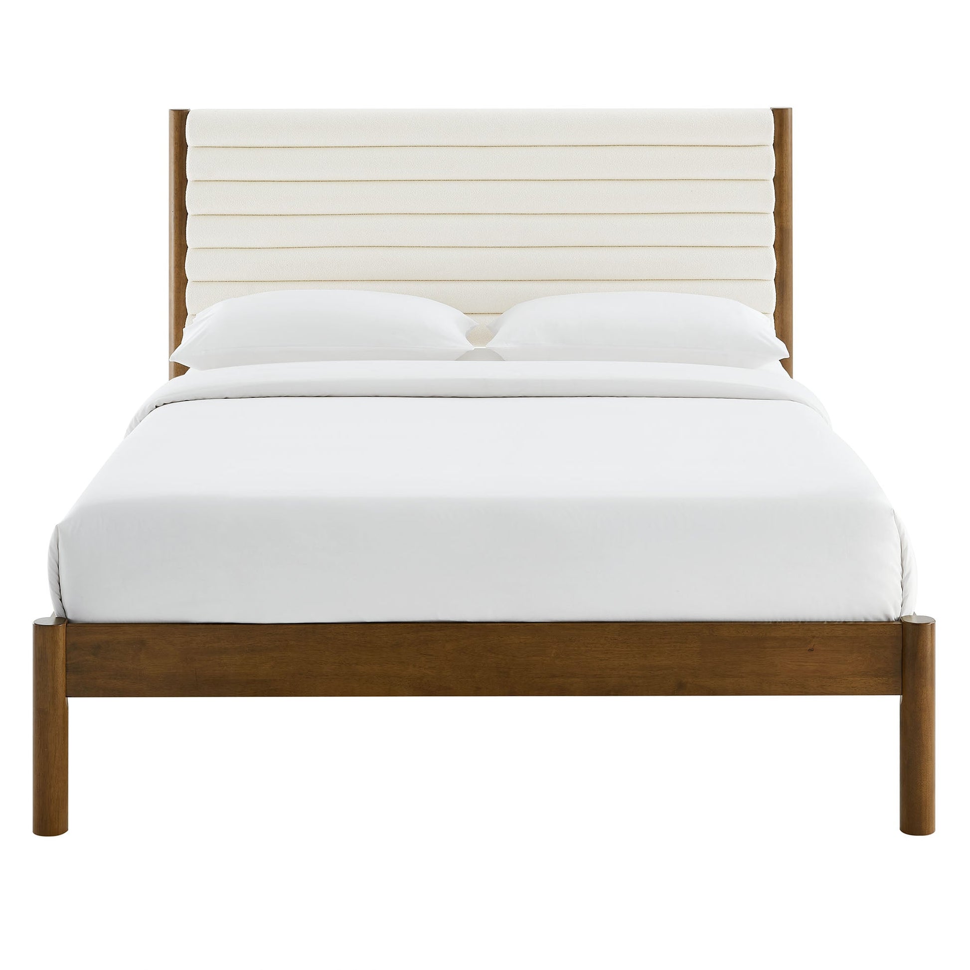 Olea Channel Tufted Boucle Solid Wood Platform Bed
