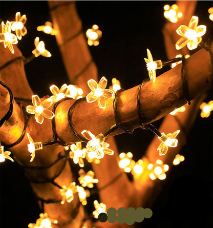 Solar Decorative String Lights, Vibrant Floral Design