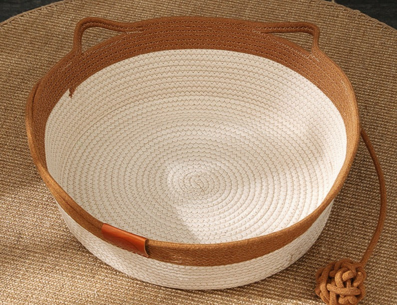 Handwoven Rope Cat Bed, Natural Texture