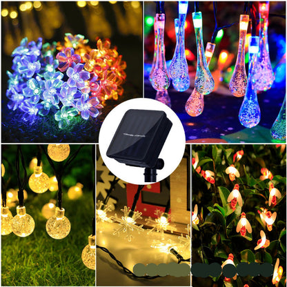 Solar Decorative String Lights, Vibrant Floral Design