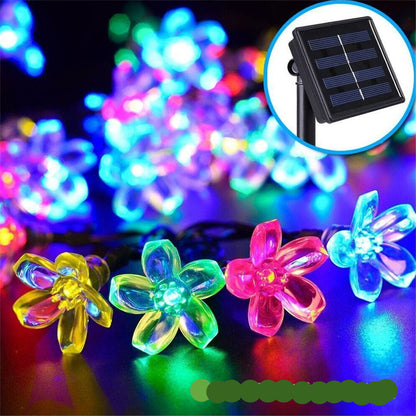 Solar Decorative String Lights, Vibrant Floral Design