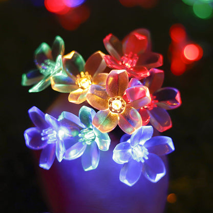 Solar Decorative String Lights, Vibrant Floral Design