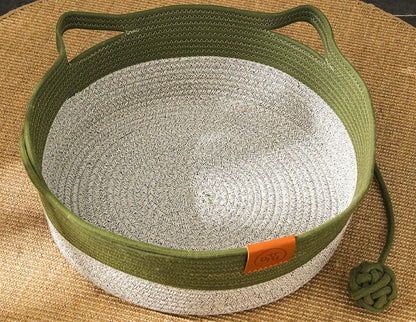 Handwoven Rope Cat Bed, Natural Texture