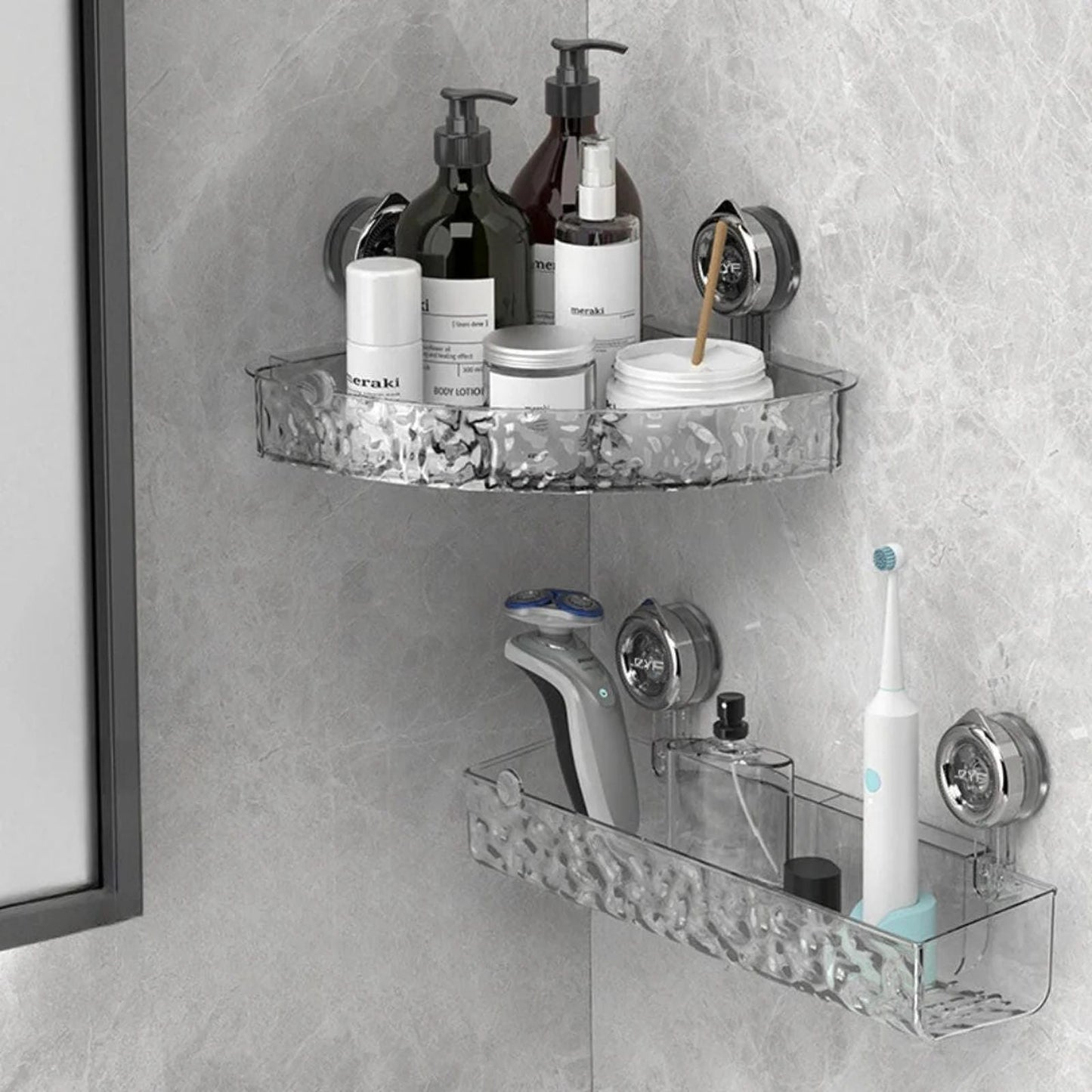 Corner Shelf Organizer, Suction Cup Design