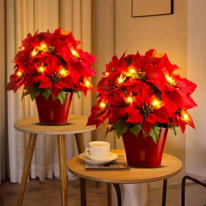Christmas Decorations, Shine Poinsettia Holiday Decor Crimson Glow