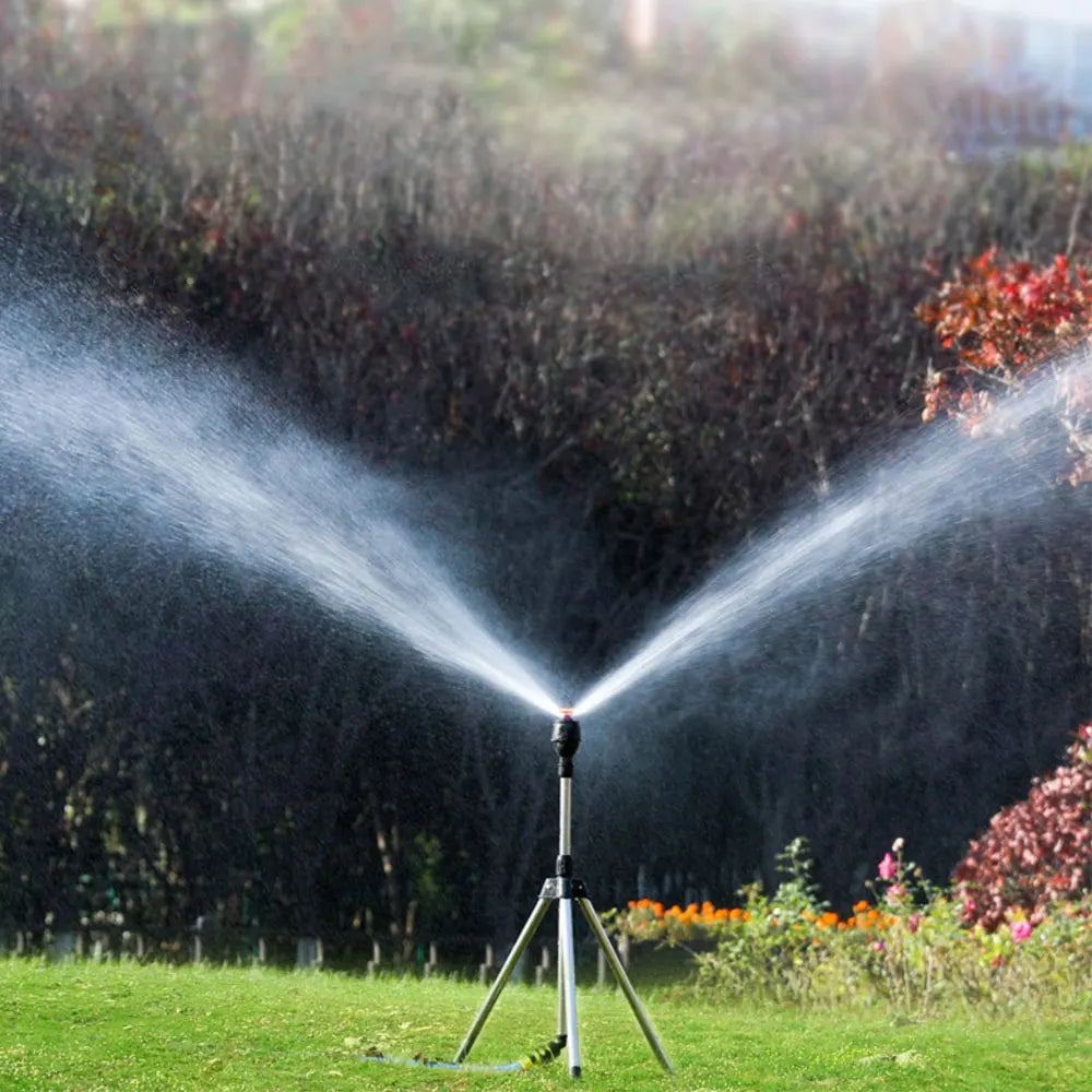 Automatic Rotating Garden Sprinkler, Retractable Tripod Design